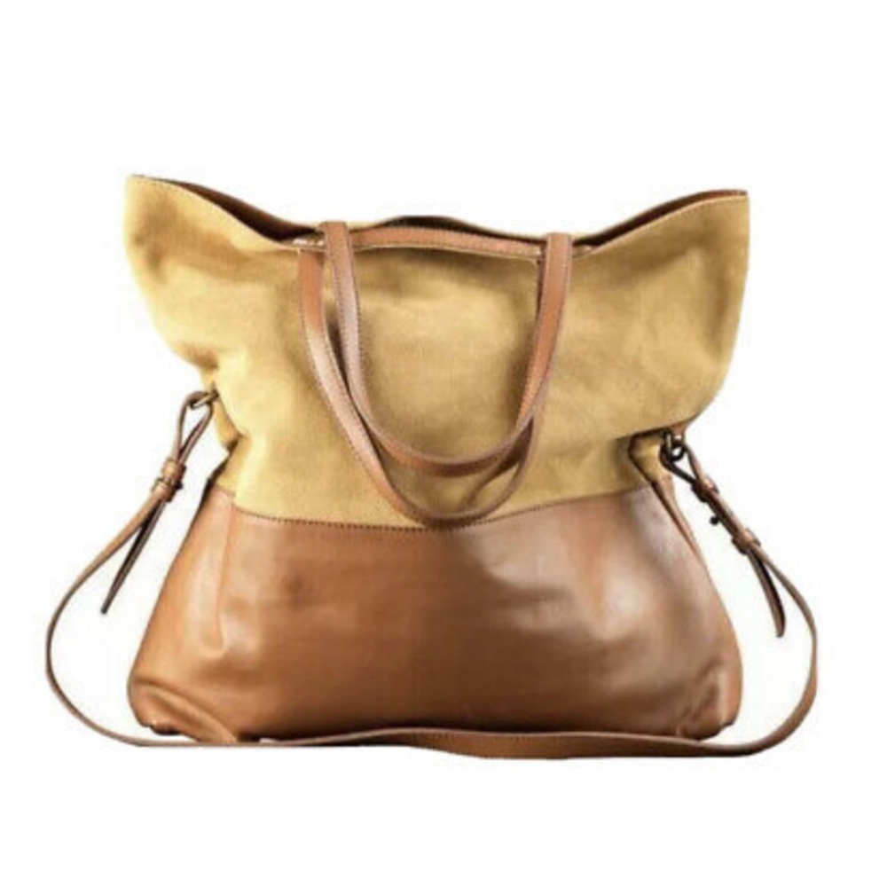 NWT Two Old Hippies Suede Foldover Shoulder Tote